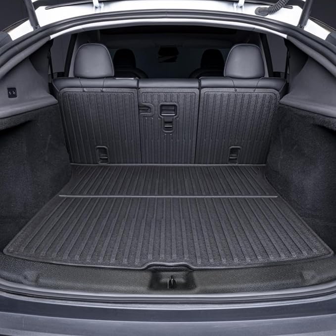 Cargo Mat with Backrest Protection for 2025 2026 Tesla Model Y Juniper 5 Seat, TPE All Weather Protection Cargo Liner with Velcro Rear Seats Backrest car Cargo Protector Plate Accessories-Black