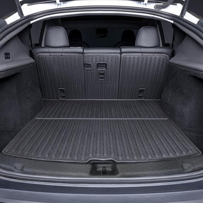 Cargo Mat with Backrest Protection for 2025 2026 Tesla Model Y Juniper 5 Seat, TPE All Weather Protection Cargo Liner with Velcro Rear Seats Backrest car Cargo Protector Plate Accessories-Black