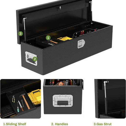 AUTOSAVER88 39 Inch Truck Bed Tool Box, Heavy Duty Aluminum Diamond Plate Tool Box Chest, Waterproof Chest Storage Box with Sliding Shelf and Lock for Trucks, Trailers, RVs, Warehouses