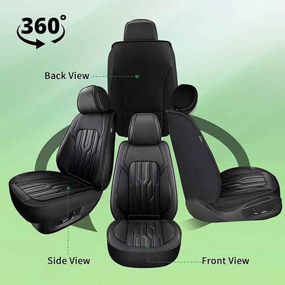 YORKENIC Fit for Jeep Renegade Seat Covers Front Set 2015-2023: Breathable Leather Car Seat Covers Compatible Airbag (2 Front Set, Black)