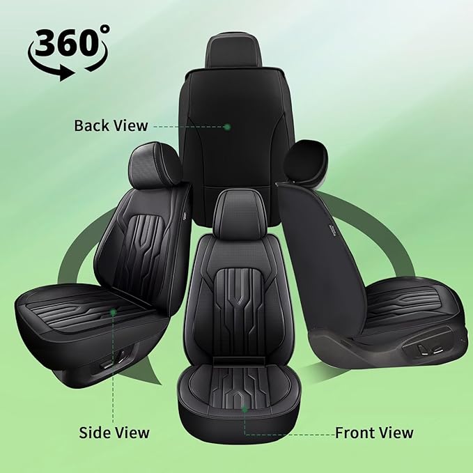 YORKENIC Fit for Chevrolet Chevy Blazer Seat Covers Front Set 2019-2025 2026: Breathable Leather Car Seat Covers Compatible Airbag (2 Front Set, Black)