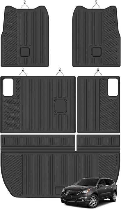 All Weather Cargo Mat for Chevy Traverse 2009-2017/Buick Enclave 2008-2017 7 Seats Trunk Mat & Backrest Mat for Chevy Traverse Odorless Anti-Slip Accessories