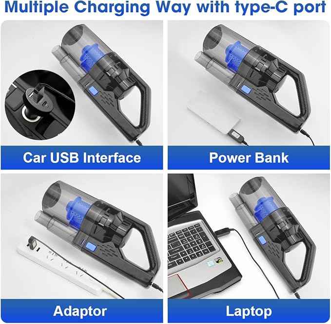 Viewsun Car Cleaning Kit, Car Interior Detailing Kit with High Power Handheld Vacuum Cordless Rechargeable, Detailing Brush Set, Windshield Cleaner, Complete Auto Accessories for Men, Women Gift