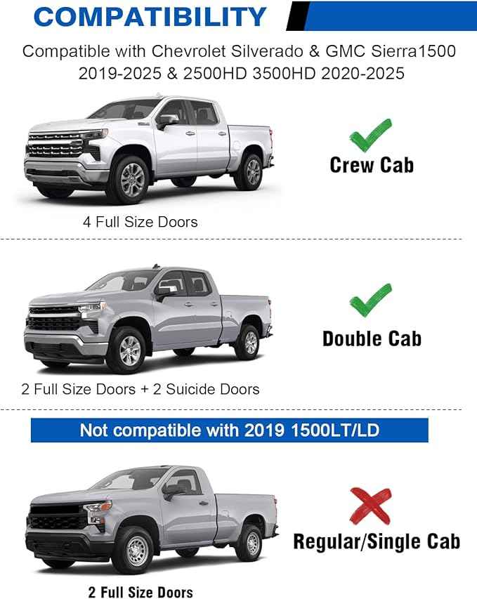 Under Seat Storage Box Compatible with 2019-2026 Chevy Chevrolet Silverado 1500/GMC Sierra 1500, 2020-2026 Silverado/Sierra 2500HD/3500HD Double Cab & Crew Rear Underseat Organizer
