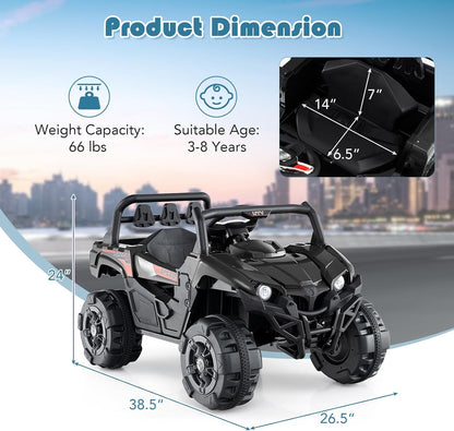 OLAKIDS 12V Ride on Car UTV, Battery Powered Off-Road Kids Electric Vehicles with Remote Control, Music, Horn, MP3, Lights, 3 Speeds, Soft Start, Ride on Truck for Boys Girls (Black)