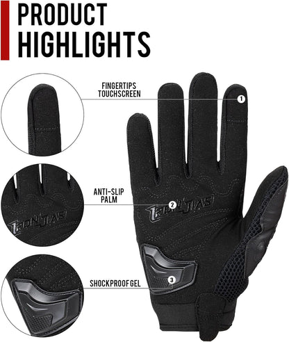Motorcycle Gloves Touch Screen for Men Women Padding Hard Knuckle Cycling Motorbike ATV Hiking Riding Climbing Glove