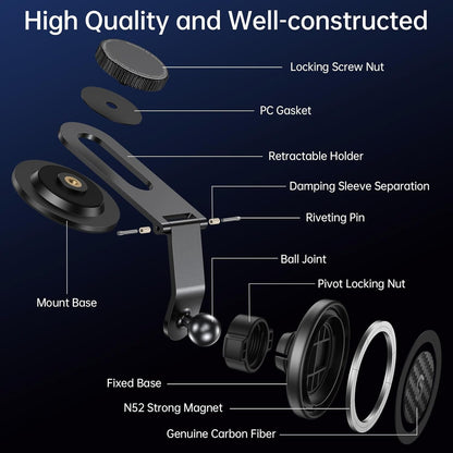 SYNCWIRE Fits MagSafe Car Mount for Universal Dashboard, Tesla Screen, Magnetic Phone Holder for Car, Foldable Aluminum Alloy Arm, Super Stable Car Mount for iPhone 16 Pro Max 15 14 13 12&All Phones