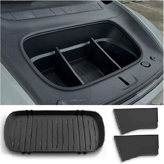Compatible For Tesla Model Y Juniper 2025 Launch 2026 Front Trunk Mat Partition Board TPE Frunk Protector Cushion Organizer Storage Box(MY Juniper 2)