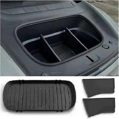 Compatible For Tesla Model Y Juniper 2025 Launch 2026 Front Trunk Mat Partition Board TPE Frunk Protector Cushion Organizer Storage Box(MY Juniper 2)