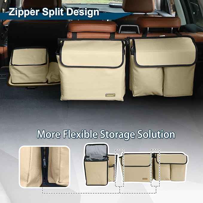Deluxe Trunk and Backseat Organizer for Medium or large size SUVs & RVs, Detachable Storage Modules with Built-in Cooler, Patent Pending
