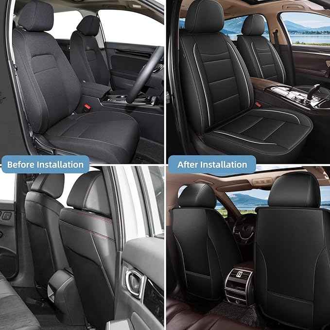 YORKNEIC Front Set Seat Covers Fit for Ford Explorer 2004-2025 2026: Faux Leather Car Seat Covers - Waterproof Car Seat Protector(Black)