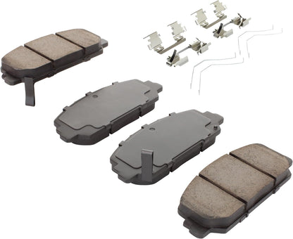 Premium Semi-Metallic Front Brake Pads (1001-1697M) Compatible with Acura ILX 2016-2022, Acura RDX 2013-2018, Acura RLX 2014-2020, Honda Accord 2016-2017, Honda Civic 2017-2020
