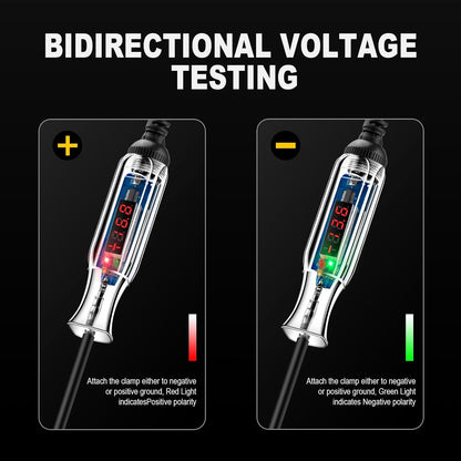 Upgraded 3-72V LED Digital Automotive Circuit Tester, DC Voltage Test Light with Voltmeter & Polarity Indicator Light, Vehicle Circuits Low Voltage Light Tester Pen with Sharp Stainless Probe