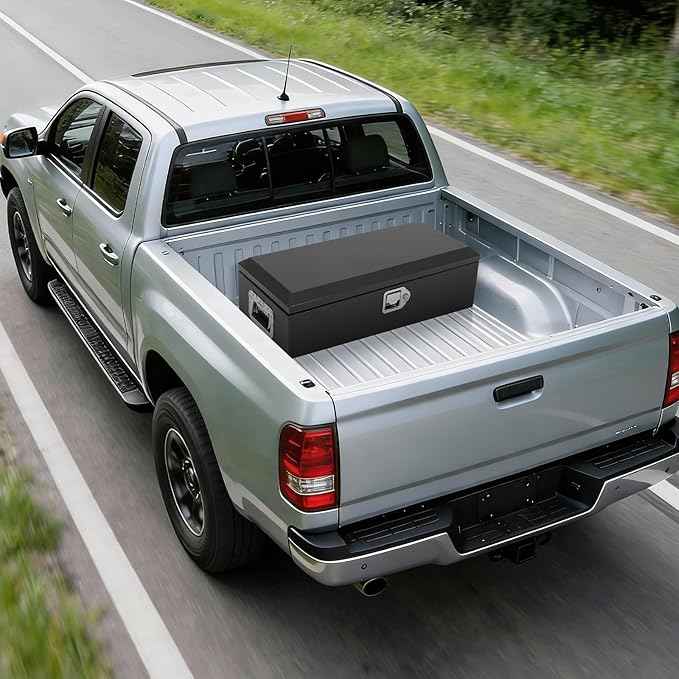 Garvee Truck Bed Tool Box 30x13x9.6 Inch Heavy Duty Steel Metal Tool Box for Truck Bed, Secure Storage Organizer, Waterproof Design, Gas Strut Lid, Orange Peel Finish for Pickup, RV, Trailer