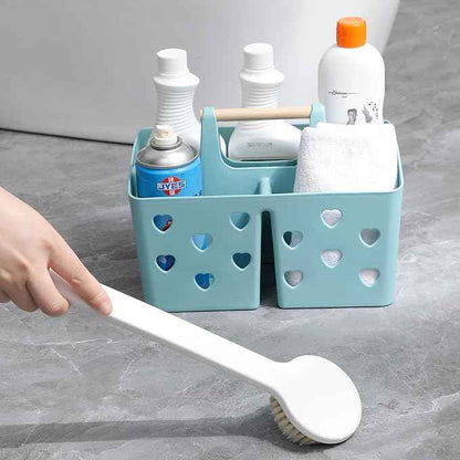 Portable Shower Caddy Plastic Shower Basket Organizer Divided Bathroom Caddy Storage Cleanning Caddy Tote with Handle for College, Dorm Room, Kitchen, Blue