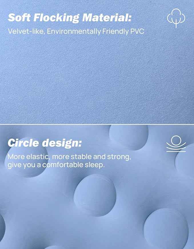 JOYTUTUS Truck Mattress for Camping, Air Bed with Inflatable Pillow for 5.5-5.8Ft, Full-Size Thicken Sleeping Pad with Cup Holder, Blow Up Bed for Car Truck Pickup F150, Grey Blue