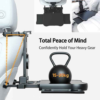 2-in-1 Car Steering Wheel Tray & Back Seat Headrest Tray with Phone Holder, Steering Wheel Desk Food Table for Car Laptop Mount Steering Wheel for Large SUVs, Trucks & Vans