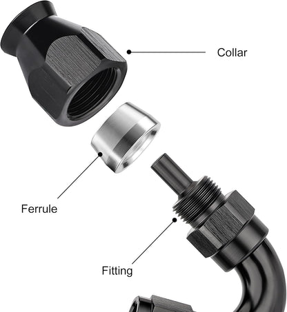 EVIL ENERGY 4AN 150 Degree PTFE One Piece Full Flow End Hose Fitting Aluminum Black