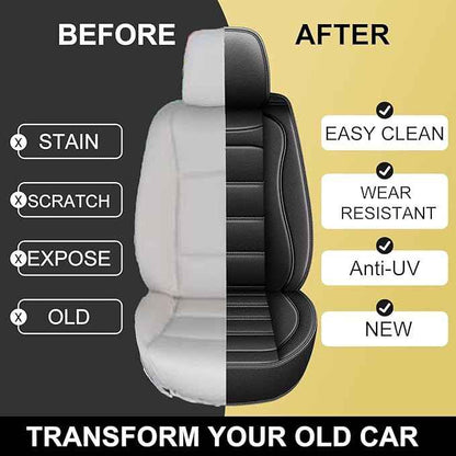 Car Seat Covers for Hyundai Kona 2018-2025 2026: Luxury Leather Striped Automotive Seat Cover Waterproof Seat Protectors Compatible Airbag (5 Seats,Black)