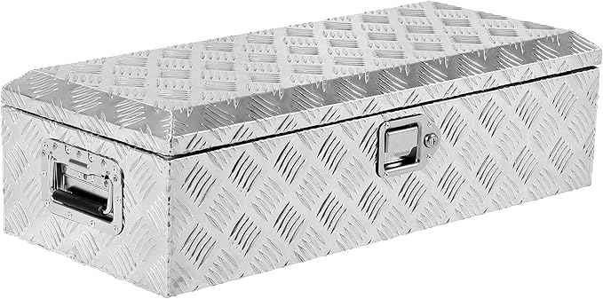 Truck Tool Box, Heavy Duty Aluminum Tool Box with Diamond Plate, Storage Toolbox Chest Organizer Ideal for Pickup, Truck Bed, RV, Trailer, 39 x13 x 10 in