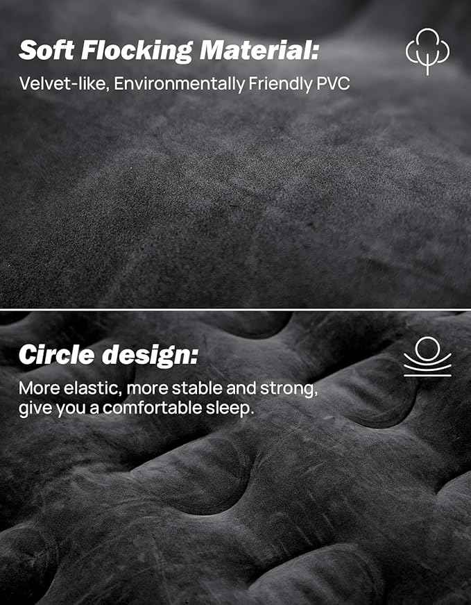 JOYTUTUS Truck Bed Air Mattress for 6.0-6.3Ft, Compact Regular Truck Beds,Anti-Leakage, with Air Pump&2 Pillows, Inflatable Pickup Mattress,Compatible with Tacoma&Ranger&Frontier,Black