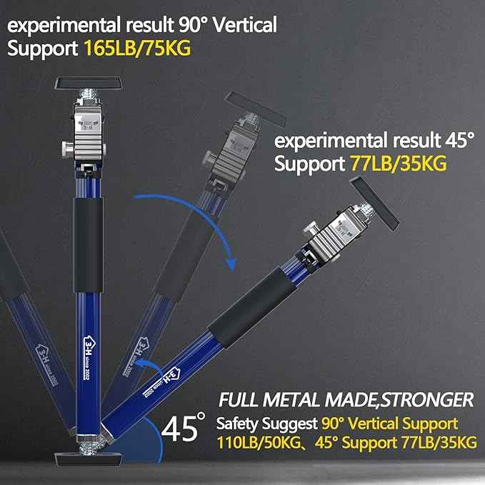 3-H Truck Cargo Bar, 43"-77" Adjustable Support Pole All Metal,Cabinet Jack,Truck Bed Divider with Self-Locking Spring Ratchet - Load Lock Bar for Vans, SUVs & Trucks,Dark Blue,2pc