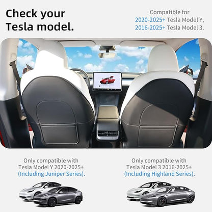 2Pcs for Tesla Model 3/Y Juniper/Highland Leather Seat Back Kick Protectors Accessories 2025 2026,Kids Kick Mats Seat Cover Waterproof Pet Protect Covers