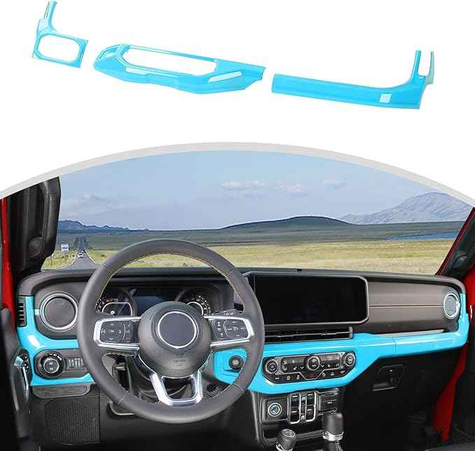CheroCar for JL Center Console Headlight Air Conditioning Control Panel & Co-Pilot Handle Panel Interior Accessories fit for Jeep Wrangler JL JLU 2024+,Light Blue