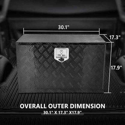 DNA MOTORING Truck Tool Box Lockable Storage Box, Truck Bed Tool Box Trailer Tongue Box Aluminum Truck Tool Box for Bed of Truck, with Lock & Keys, 30" W X 18" H X 17.3" D, Black,TBOX-T5-014-BK