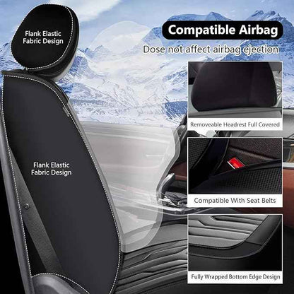 YORKENIC Fit for Ford Edge Seat Covers Front Set 2007-2024 2025 2026: Breathable Leather Car Seat Covers Compatible Airbag (2 Front Set, Black & Grey)