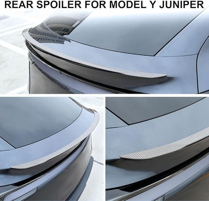 Spoiler for Tesla Model Y Juniper 2025 2026, Sporty OEM Style Trunk Wing ABS Aerodynamic Rear Lip Tail Spoiler for Model Y Juniper Exterior Accessories, Glossy Carbon Fiber