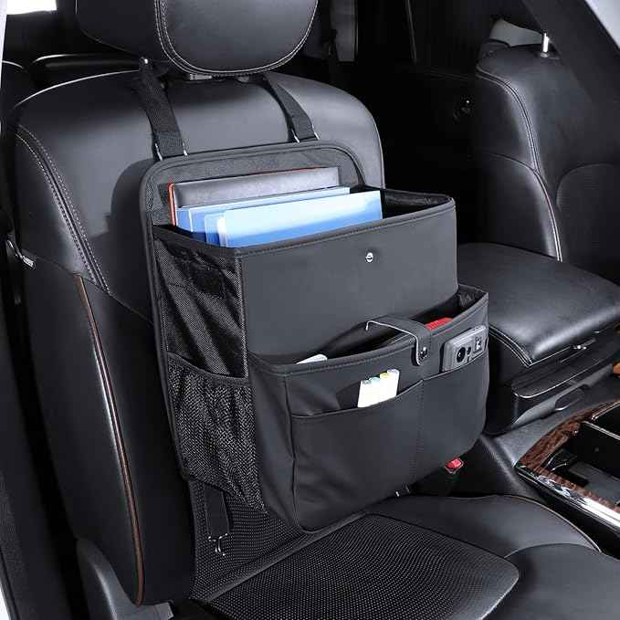 Car Seat Organizer，Universal Fit for Front & Back Seats-Hanging Letters/Legal Folders/Laptops and Tablets，Compatible with Cars, Trucks, and Vans