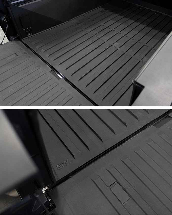 3W Truck Bed Mat for Tesla Cybertruck 2023 2024 2025, All Weather Protection Waterproof Car Bed Liner, Custom Fit TPE Pickup Rear Trunk Cargo Mat Tesla Accessories Mats, Black