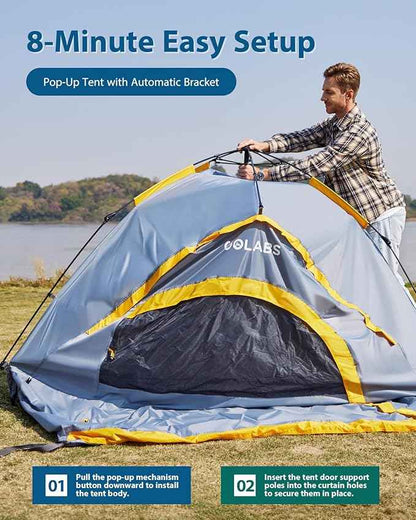 Golabs Truck Bed Tent for 5-6 Ft Bed, 8-Minute Easy Setup by Pre-Assembled Design, Waterproof PU2000mm, 2-Person Portable with Extra Rainfly Cover for Camping & Outdoor, Includes Storage Bag