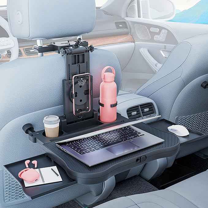 Car Steering Wheel Tray Back Seat Tray,Extension Steering Wheel Desk Car Food Eating Tray Table,Car Laptop Desk with Phone/Tablet/Cup Holder for SUVs,Trucks & Vans