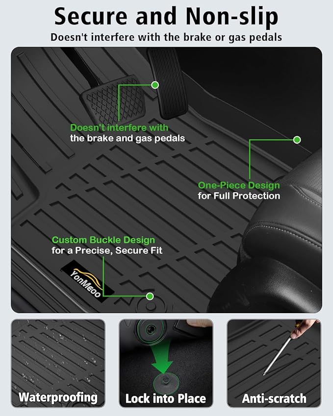 Floor Mats & Cargo Mat with Backrest Mat Custom for Chevy Equinox 2025 2026 (Only Gas) /GMC Terrain, Door Sill Guards, All Weather TPE Full Set Floor Liners Trunk Mat for Chevrolet Equinox Accessories