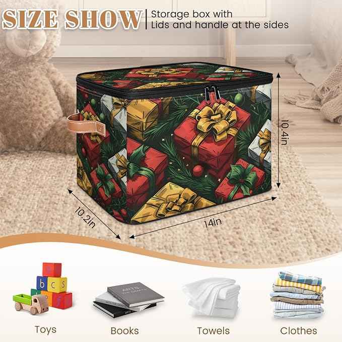 Storage Bins with Zipper Lids for Bedroom Kitchen Bathroom Storage Basket Foldable Toy Cube Storage Organizer for Kid Teen Women Men Present