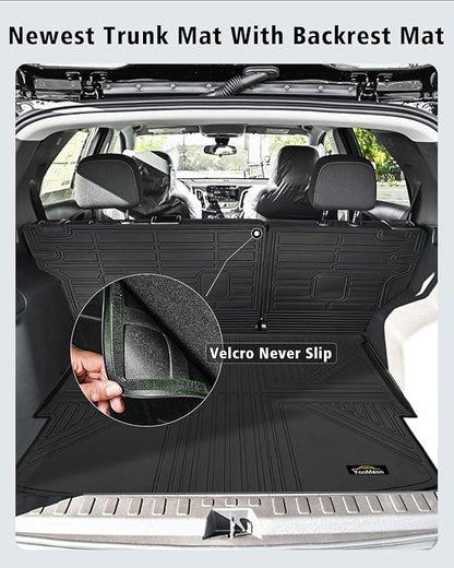 Floor Mats Custom for Nissan Rogue 2021-2025 2026 Trunk Mat with Backrest Mat (NOT for Sport) All Weather TPE Cargo Liner Anti-Slip Full Set for Rogue Accessories (Trunk Mat+Backrest Mats+Floor Mats)