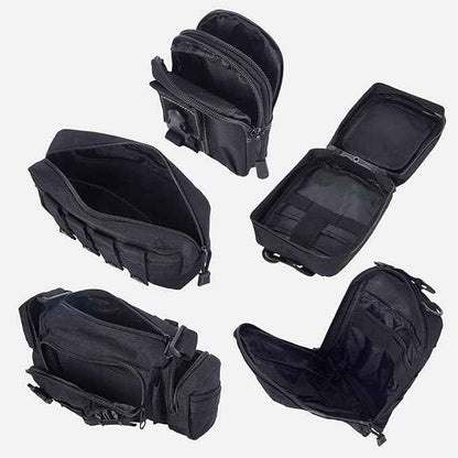 Universal Tactical Car Seat Back Organizer Bag Tactical Molle Vehicle Organizers Panel Vehicle Protector Organizers with 5 Detachable Pouches for Car Truck Ford Jeep (Black)