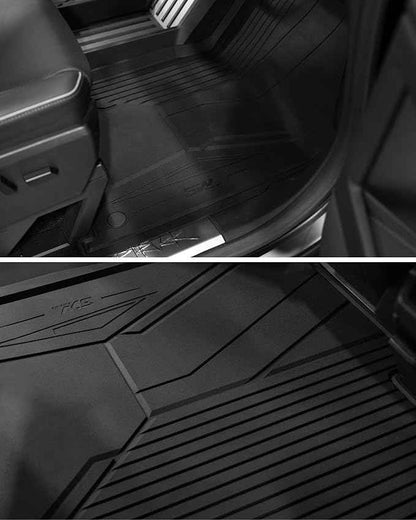 3W Floor Mats Set for Tesla Cybertruck 2023 2024 2025 2026, All Weather Protection Waterproof Frunk & Rear Cargo Liners, Custom TPE Cargo Trunk Accessories Mats for Tesla, Black