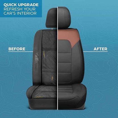 Deluxe Edition Napa Leather Seat Covers for Cars, Trucks, & SUV – 2 Brown & Black Car Seat Covers for Front Seats - Universal Fit Truck & Car Accessories Interior Protector for Most Vehicles