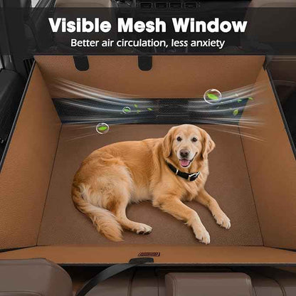 FURTIME XL Dog Car Seat, Upgraded PU Leather Back Seat Extender with Hard Bottom, Waterproof Pet Car Seat Cover for Large Medium Sized Dog, Pet Hammock for Cars, SUVs, Trucks, Brown