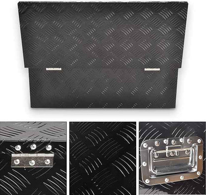 30 Inch Black Aluminum Tool Box 5 Bar Tread ToolBox for Truck Bed Car Outdoor Trailer Pickup Underbody RV ATV Storage Underbed Tools Organizer with Lock and Keys (30"X13"X10")