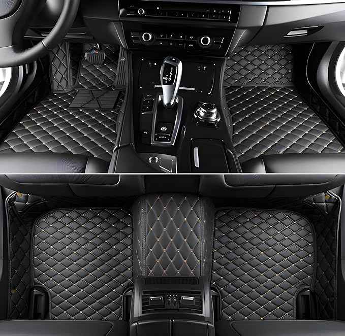 SARAHS Customized car Floor mats -Suitable for 99% of Cars, SUVs, and Trucks - car Pads to Protect Vehicle Interior Floor Accessories (Black Gold)