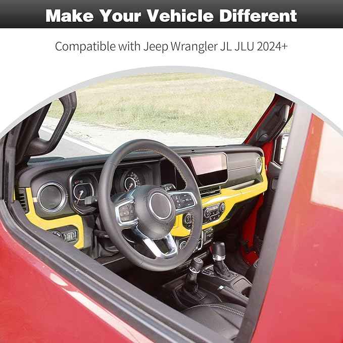 CheroCar for JL Center Console Headlight Air Conditioning Control Panel & Co-Pilot Handle Panel Interior Accessories fit for Jeep Wrangler JL JLU 2024+,Yellow