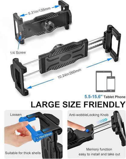 Rearview Mirror Tablet Holder for Car [Metal Magic Arm] Universal Metal Clip Rear View Mirror Tablet Mount, Rear View Mirror Phone Holder for 5.5-15.6” iPad Pro/Air/Mini, Galaxy Z, iphone16