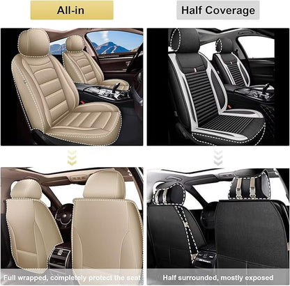 Car Seat Covers for Hyundai Sonata 2007-2025 2026: Luxury Leather Striped Automotive Seat Cover Waterproof Seat Protectors Compatible Airbag (2PCS Front,Black)