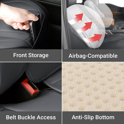 Coverland Custom Car Seat Covers Compatible with 2005-2021 Frontier King Cab, Crew Cab - Premium Leather Non-Slip Waterproof Cover Interior Protector Full Set-Dark Gray [See Size Chart-Size X116]