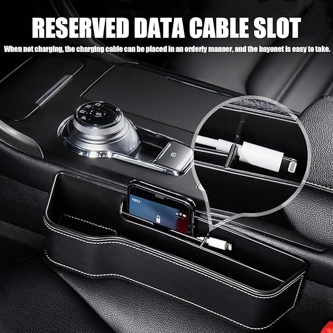 Car Seat Gap Filler Organizer for Tesla Model 3/Model S/Model X/Model Y/Cybertruck/Roadster Seat Organizer Multifunctional Durable Auto Leather Cup Holder Gap Organizer,Beige-2PCS