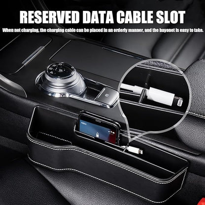 Car Seat Gap Filler Organizer for Tesla Model 3/Model S/Model X/Model Y/Cybertruck/Roadster Seat Organizer Multifunctional Durable Auto Leather Cup Holder Gap Organizer,Beige-2PCS